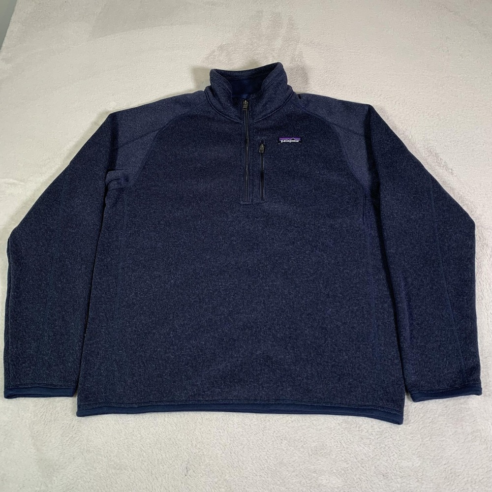 Patagonia Sweater Mens Medium Blue Better Sweater‎ 1/4 Zip Fleece Pritchard Logo